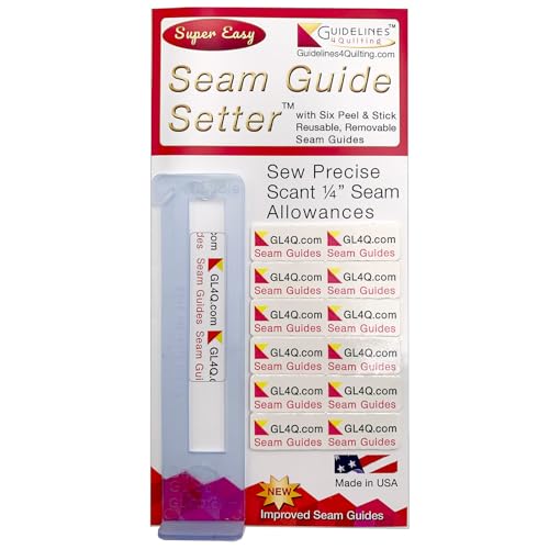 Guidelines4Quilting Super Easy Seam Guide Setter with 6 Reusable Adhesive Seam Guides - Easily Set a Scant 1/4-Inch Guide to Achieve Accuracy and No Fabric Waste - For Any Sewing Machine - Made in USA - Image 1