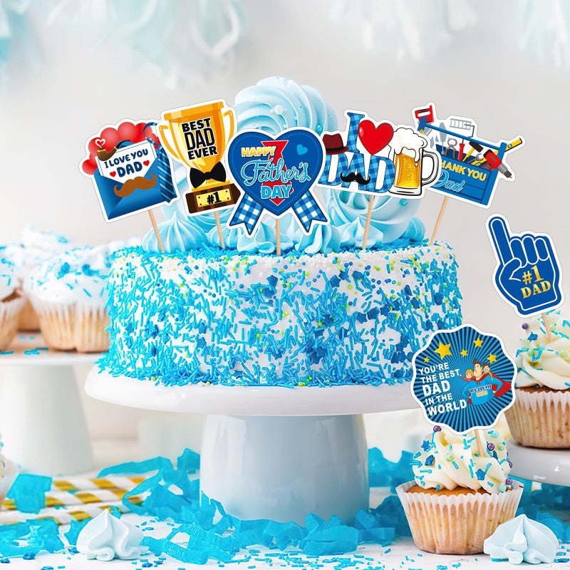 SANNIX 72Pcs Father's Day Cupcake Toppers  Happy Fathers Day Cake Toppers Best Dad Ever Cupcake Picks for Father Day Decorations Birthday Party Cupcake Decorations (9 Design) - Image 5