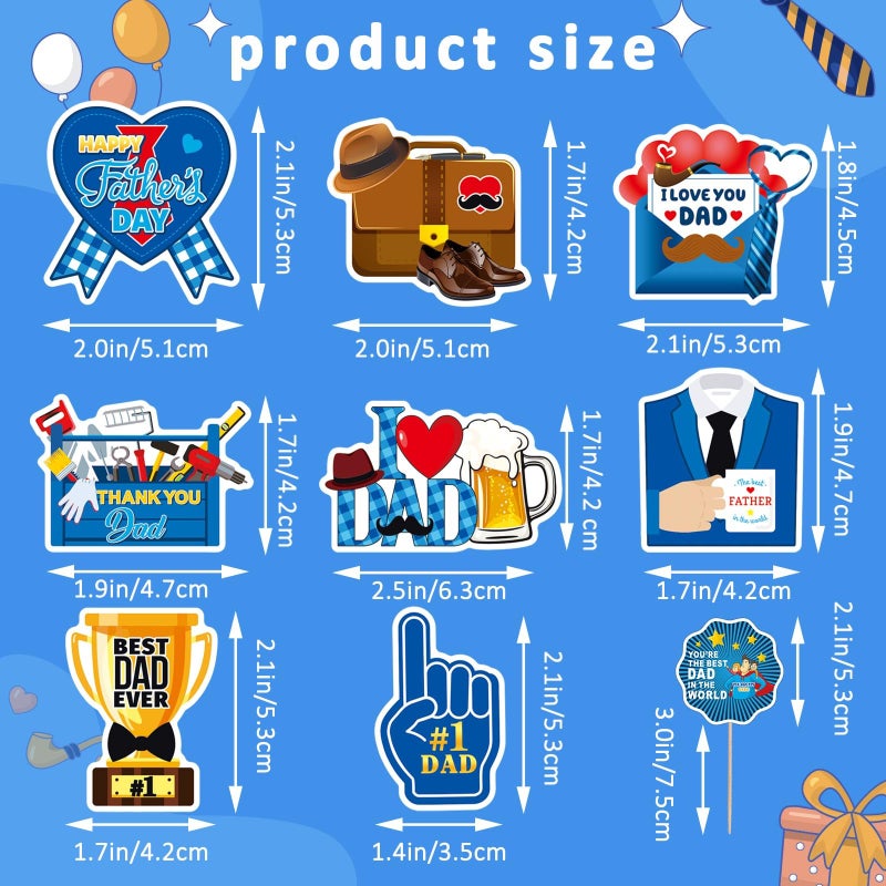 SANNIX 72Pcs Father's Day Cupcake Toppers  Happy Fathers Day Cake Toppers Best Dad Ever Cupcake Picks for Father Day Decorations Birthday Party Cupcake Decorations (9 Design) - Image 2