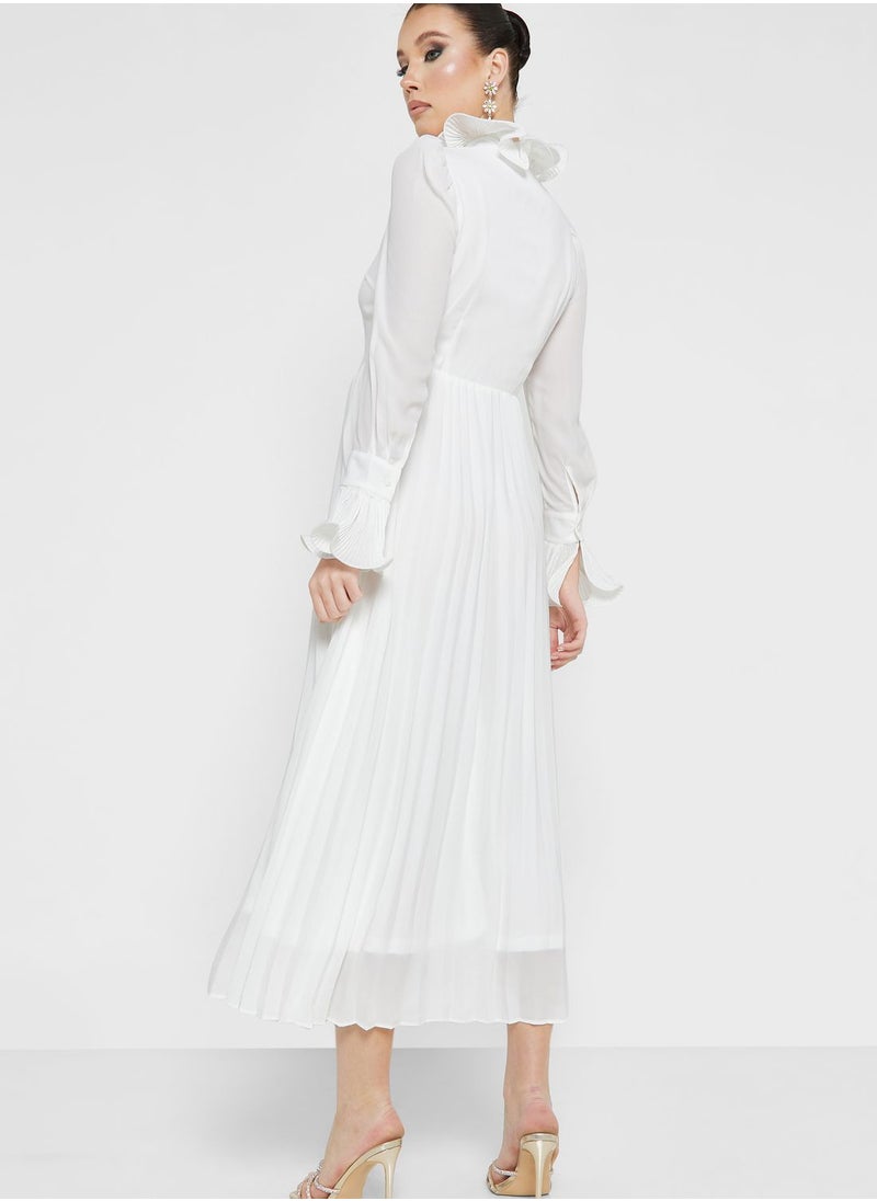 Khizana - Tie Neck Pleated Dress - Image 1