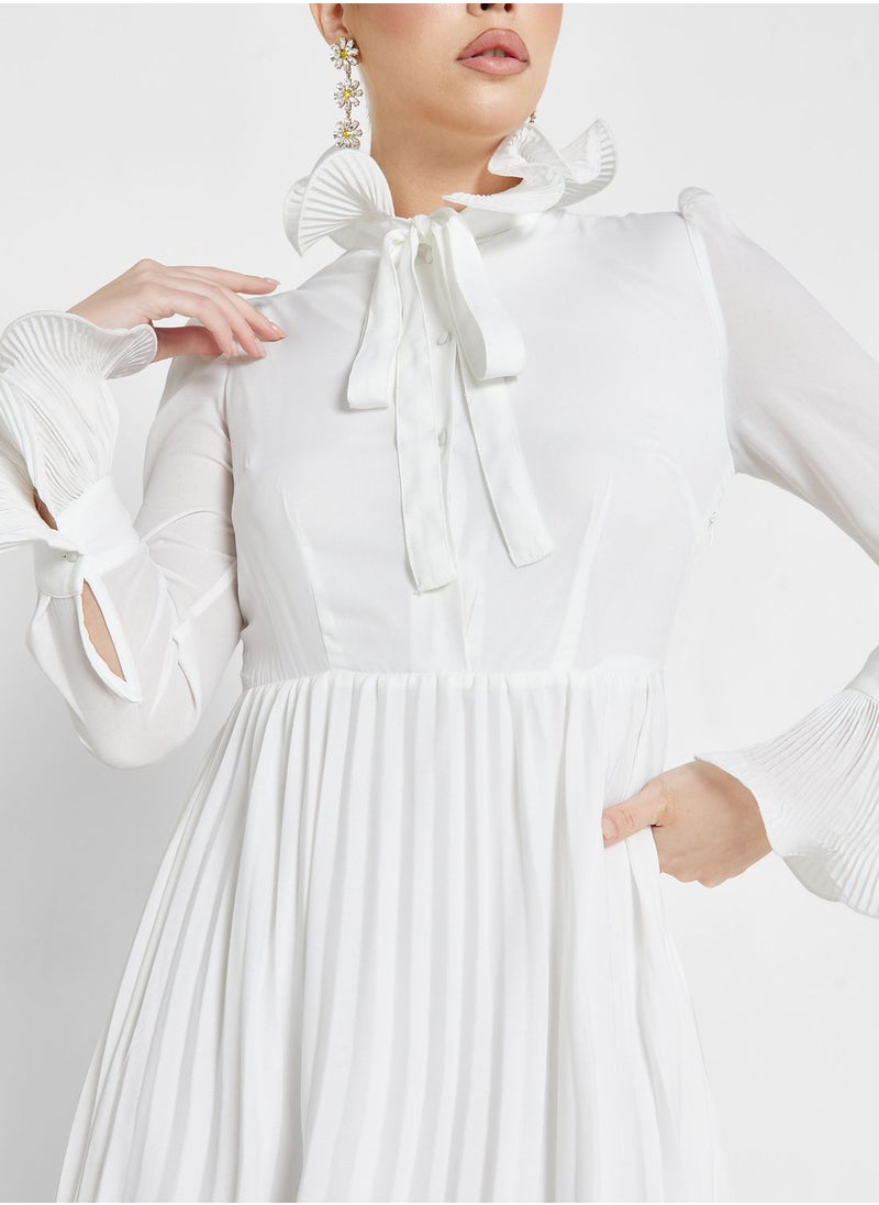 Khizana - Tie Neck Pleated Dress - Image 1