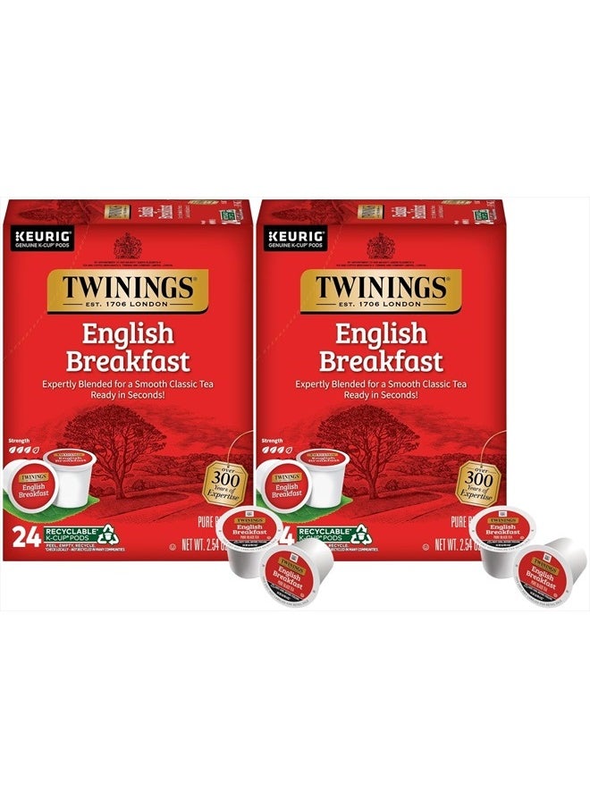 Twinings English Breakfast Tea Single Serve K-Cup Pods for Keurig, Caffeinated, Smooth, Flavourful, Robust Black Tea, 24 Count (Pack of 2)  - Image 1