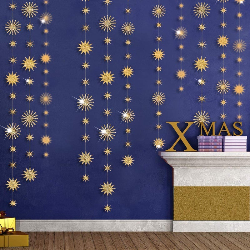 pinkblume Gold Star Party Decorations Kit Sparking Twinkle Star Garland Glitter Paper Streamer Banner for Birthday Wedding Bridal Baby Shower Nursery Kids Room Holiday Showcase Decorations Supplies - Image 3