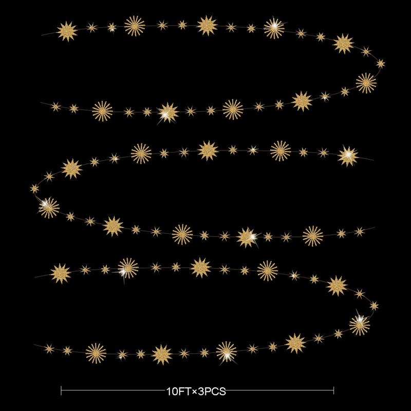 pinkblume Gold Star Party Decorations Kit Sparking Twinkle Star Garland Glitter Paper Streamer Banner for Birthday Wedding Bridal Baby Shower Nursery Kids Room Holiday Showcase Decorations Supplies - Image 2