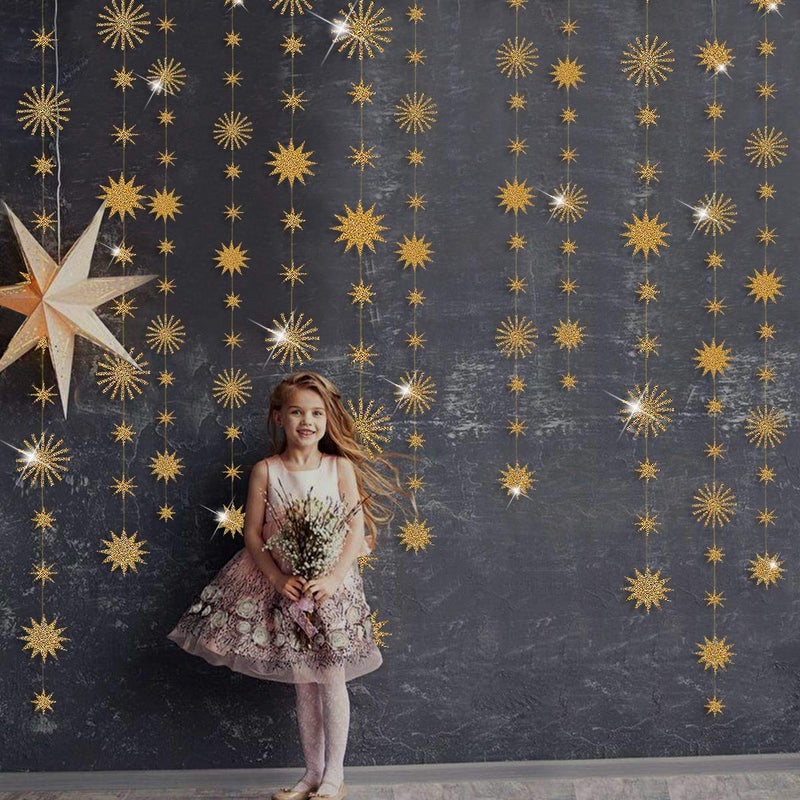 pinkblume Gold Star Party Decorations Kit Sparking Twinkle Star Garland Glitter Paper Streamer Banner for Birthday Wedding Bridal Baby Shower Nursery Kids Room Holiday Showcase Decorations Supplies - Image 5