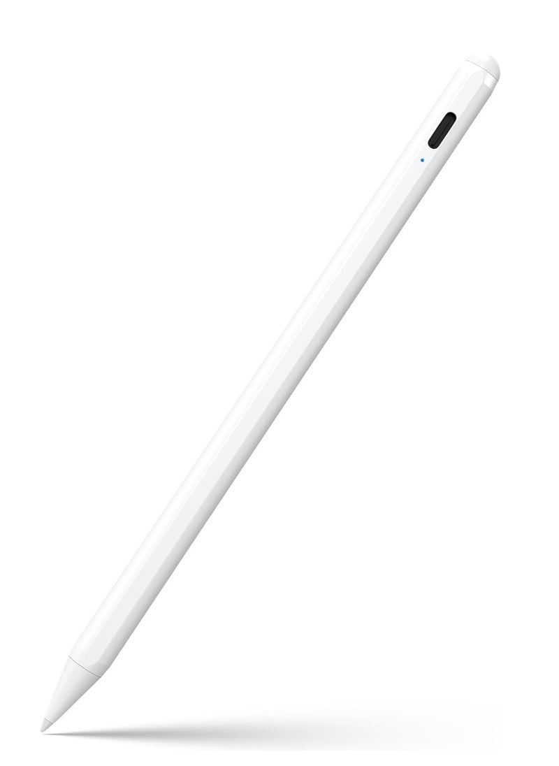 Stylus Pen for iPad 9th & 10th Generation - 2X Fast Charging Active Pen Compatible with Apple iPad Pro 2018-2024 11"/12.9"/M4, iPad Air 3/4/5/M2, iPad 6-10, iPad Mini 5/6 6th Generation, White