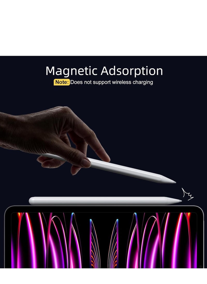 Stylus Pen for iPad 9th & 10th Generation - 2X Fast Charging Active Pen Compatible with Apple iPad Pro 2018-2024 11"/12.9"/M4, iPad Air 3/4/5/M2, iPad 6-10, iPad Mini 5/6 6th Generation, White