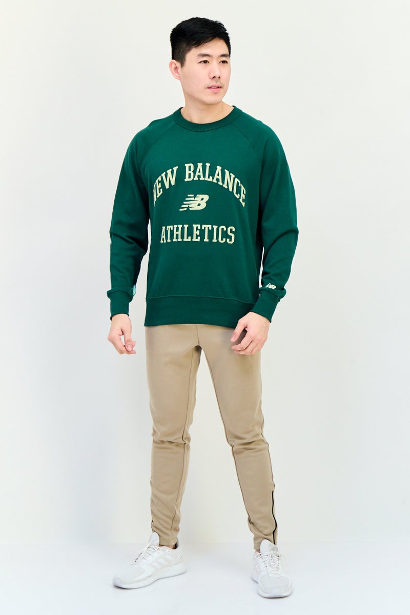 New Balance سويت شيرت خارجي بأكمام طويلة للرجال بتصميم مريح، أخضر - Image 3