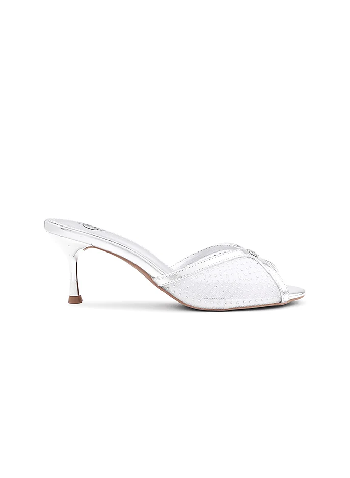 أيقون Sparkling heel slipper with cushioned comfort base.