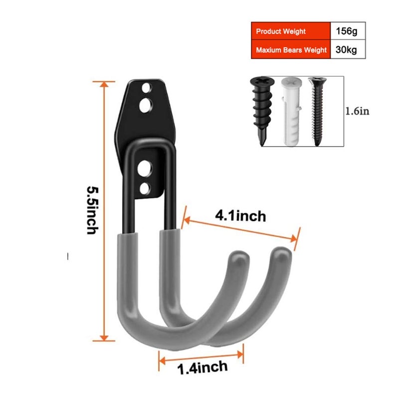 xilaxila Garden Hose Hanger Wall Mount,Cast Iron Garden Hose Holder Storage for Outside Water Hose, Air Hose(2PC) (Gray) - Image 2