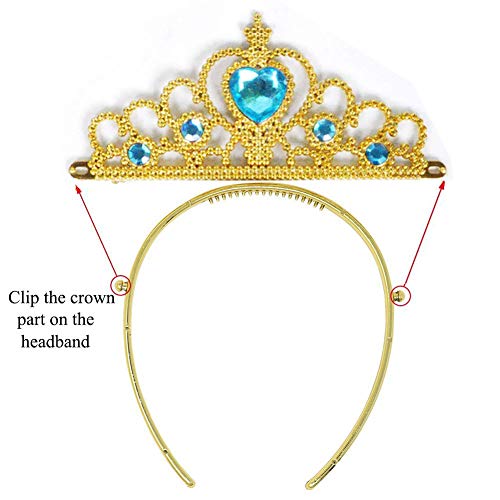 Yosbabe 6Pcs Princess Jasmine Costume Dress up Accessories for Girls Arabian Princess Jasmine Cosplay Headband Gloves Tiara Crown Necklace Wand Earrings Halloween Party Dress up for Kids - Image 5