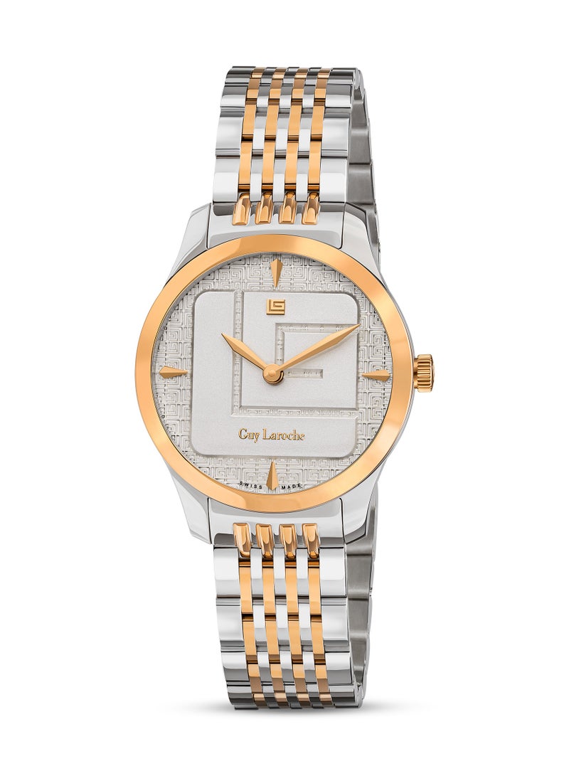 Guy Laroche Maxime Watch for Women with Silver and Rosegold Stainless Steel Bracelet 29 mm 5 Atm  - Image 1