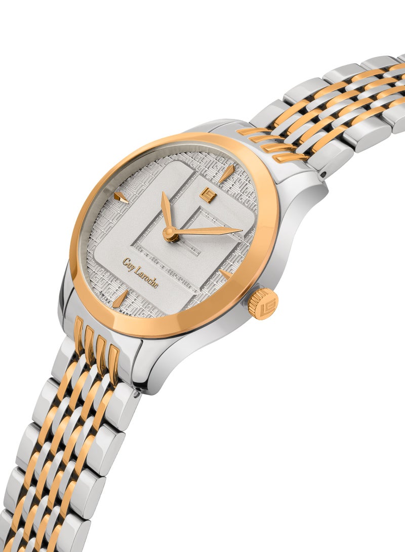Guy Laroche Maxime Watch for Women with Silver and Rosegold Stainless Steel Bracelet 29 mm 5 Atm  - Image 2