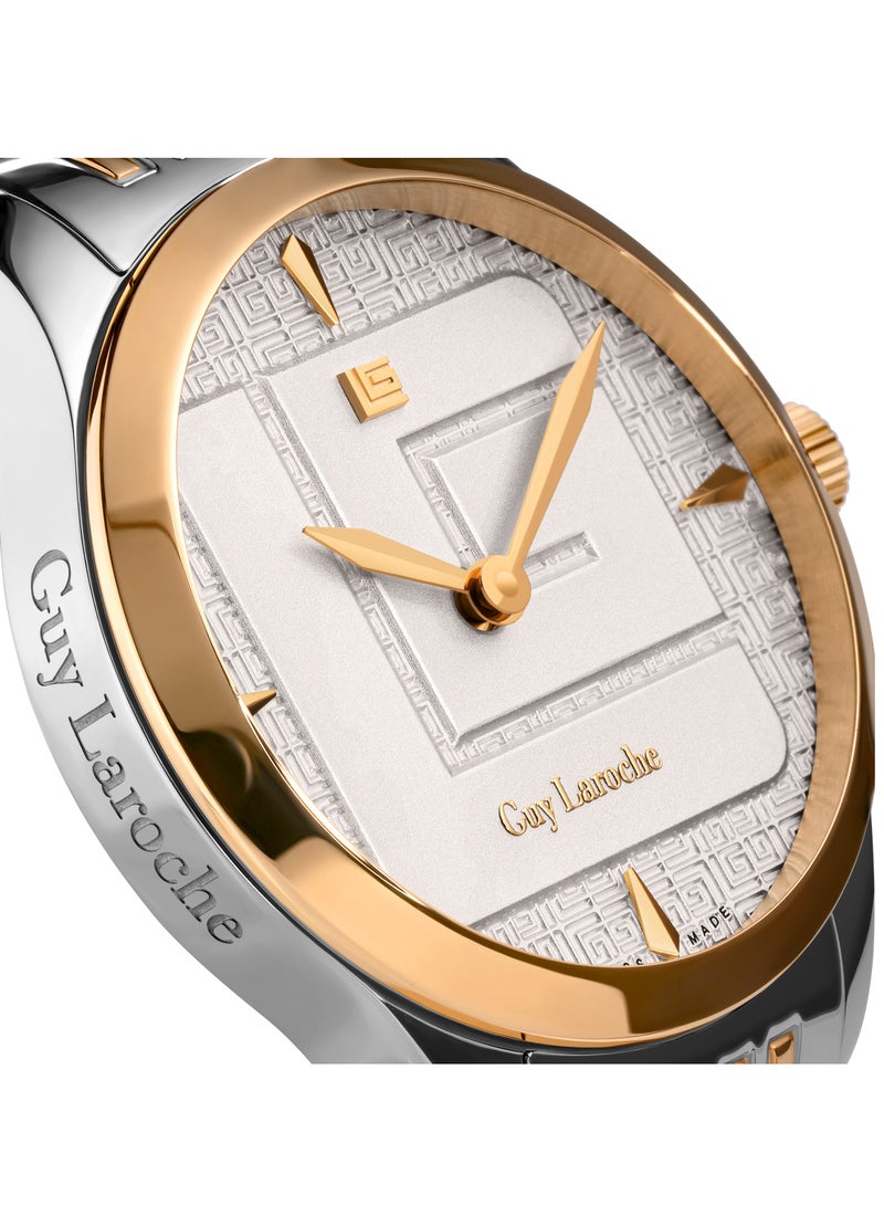 Guy Laroche Maxime Watch for Women with Silver and Rosegold Stainless Steel Bracelet 29 mm 5 Atm  - Image 4