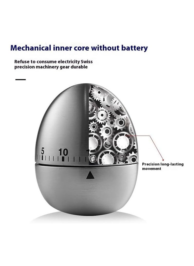 KIIUMI Egg Shaped Kitchen Timer Silver 6x6x7.5centimeter  - Image 4