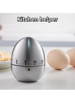 KIIUMI Egg Shaped Kitchen Cooking Timer Silver 6x6x7.5centimeter  - Image 1
