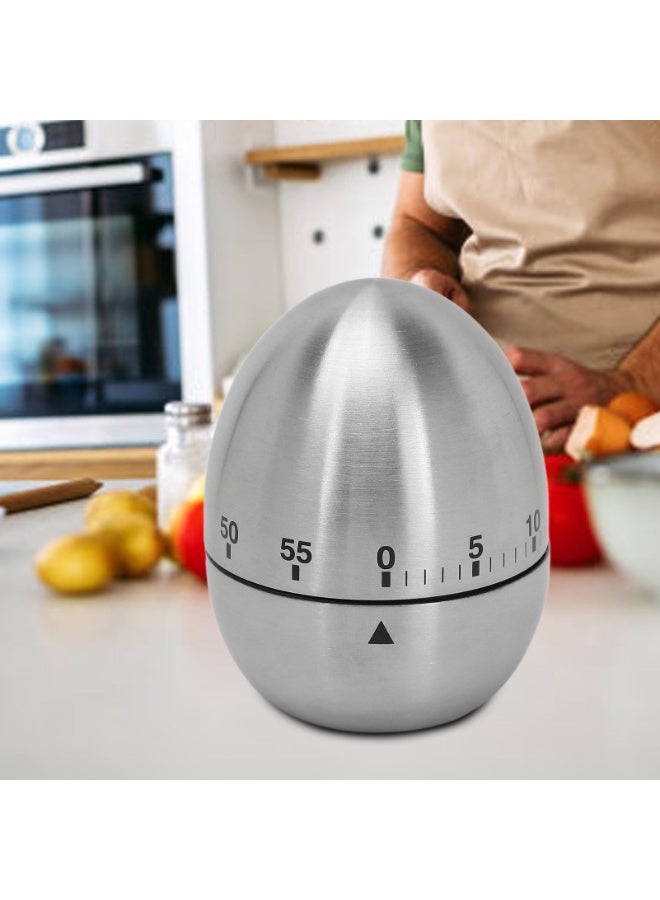 كيوومي مؤقت مطبخ مؤقت لطيف على شكل بيضة يدوي من الفولاذ المقاوم للصدأ ميكانيكي دوار منبه لإدارة الوقت مؤقت تمرين كرتوني 60 دقيقة مؤقت عد تنازلي - Image 3