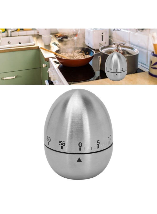 كيوومي مؤقت مطبخ مؤقت لطيف على شكل بيضة يدوي من الفولاذ المقاوم للصدأ ميكانيكي دوار منبه لإدارة الوقت مؤقت تمرين كرتوني 60 دقيقة مؤقت عد تنازلي - Image 4