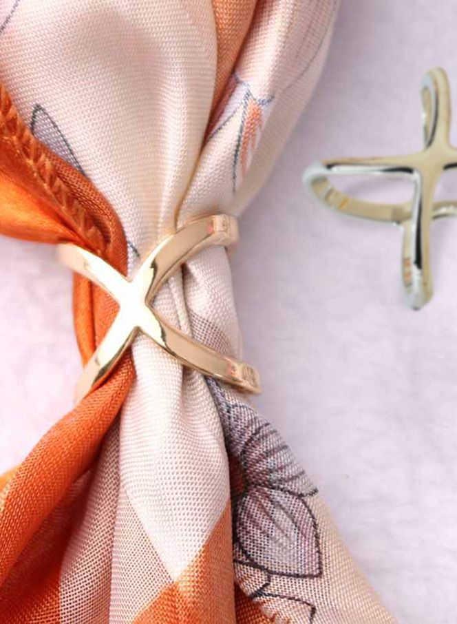 RARELY 3 Piece Fashion Women Oval Scarf Buckle Brooch Ring Shawl Clip Jewelry Accessories  - Image 2
