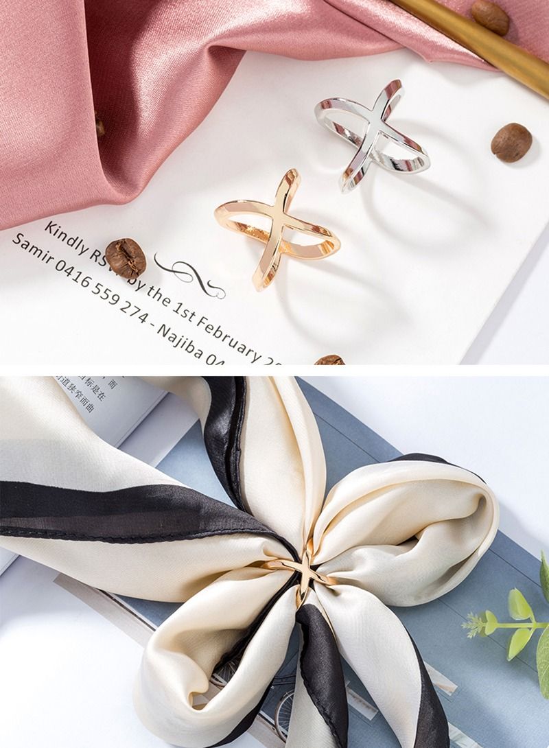 RARELY 3 Piece Fashion Women Oval Scarf Buckle Brooch Ring Shawl Clip Jewelry Accessories  - Image 5