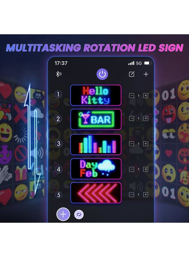 RAYHOME Full Color Double Row LED Light Sign for Car, 10.6''x4.7'' Scrolling LED Signs Flexible 5V/2A Bluetooth APP Control LED Car Sign Custom Text Message Pattern Programmable LED Display - Image 5