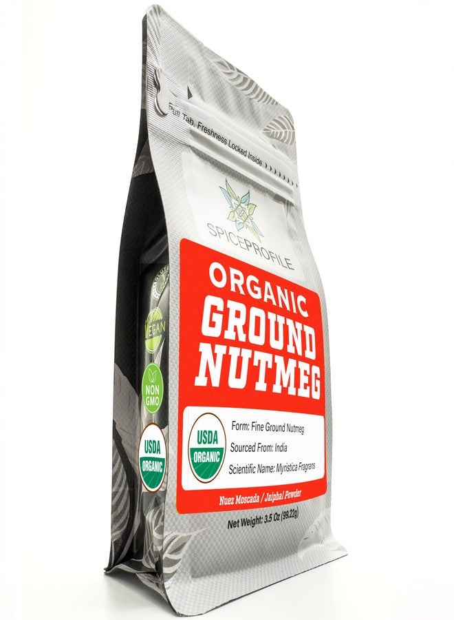 Spice Profile USDA Organic Ground Nutmeg, Lab Tested for Heavy Metals, Resealable 3.5 oz Pouch, Jaiphal Powder, Nuez Moscada - Image 1