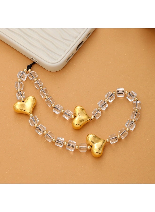NIBEMINENT Phone Charm/ Chain Strap for Women Girls, Love Handmade Bead Stringing Cell Phone Case Lanyard Wrist Strap - Image 1