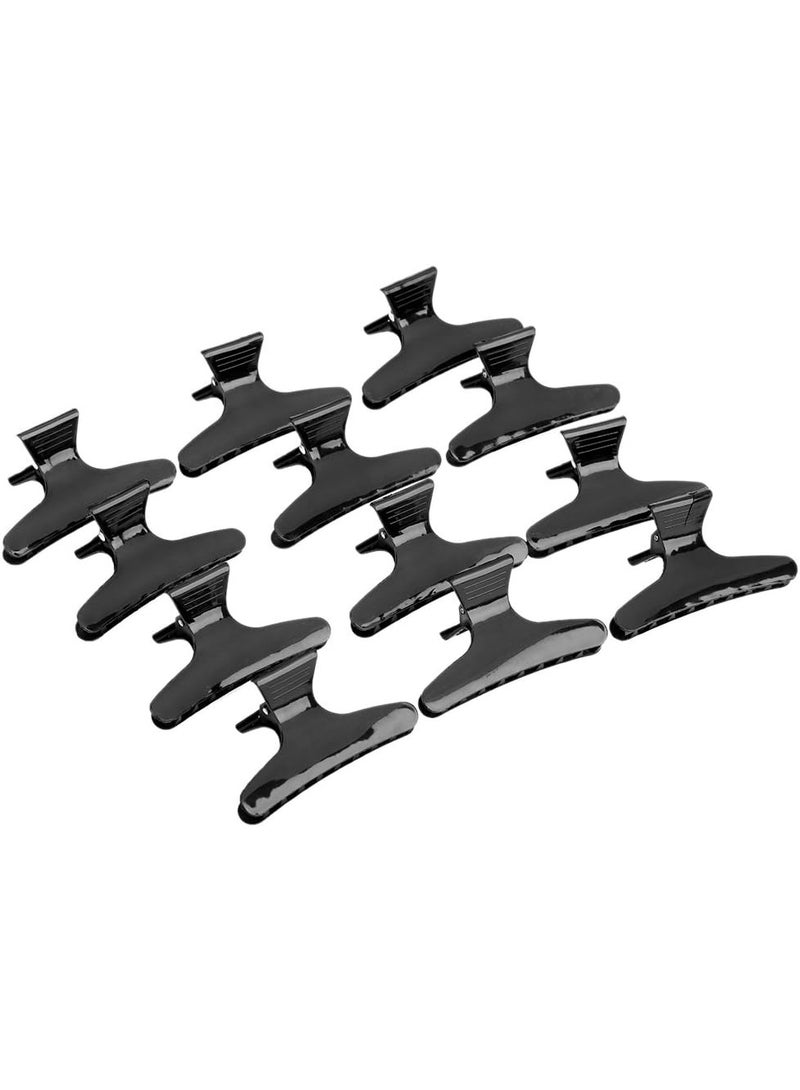 Red Blossom 12Pcs Fashion Black Plastic Hairdressing Butterfly Claw Clips – Salon Sectioning Hair Clamps for Styling, Cutting & Blow Drying  - Image 1