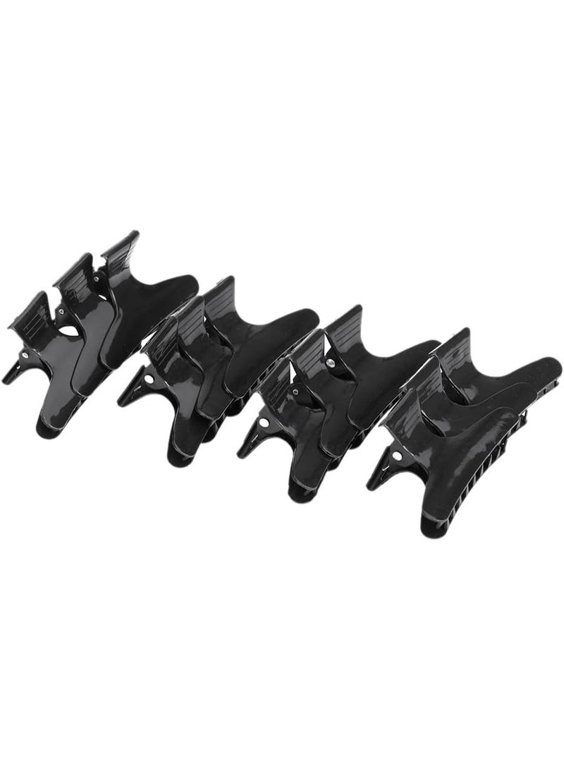 Red Blossom 12Pcs Fashion Black Plastic Hairdressing Butterfly Claw Clips – Salon Sectioning Hair Clamps for Styling, Cutting & Blow Drying  - Image 2