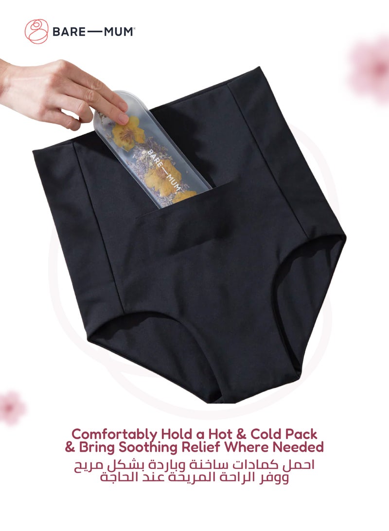 BARE-MUM Postpartum Briefs | Reversible | Soft & Supportive | Holds Warm & Cool Insert | Breathable & Comfortable | Designed for C-Section & Perineal Relief | Machine Washable - Large Size - Image 1