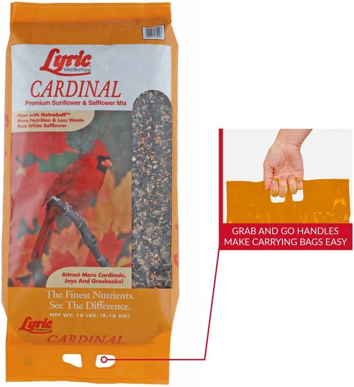 Lyric Cardinal Wild Bird Seed - Sunflower & Safflower Premium Bird Food Mix for Cardinals, Grosbeaks & Blue Jays - 18 lb bag - Image 2