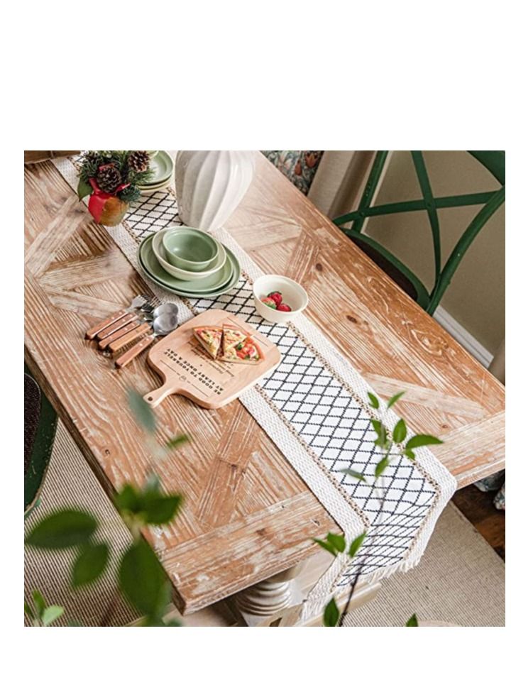 Y&D Table Runner, Boho Perfect for Bohemian Decor, Wedding Hand Woven Off White Runners Dining Room, Coffee or Decorations Home (71x 12")  - Image 2