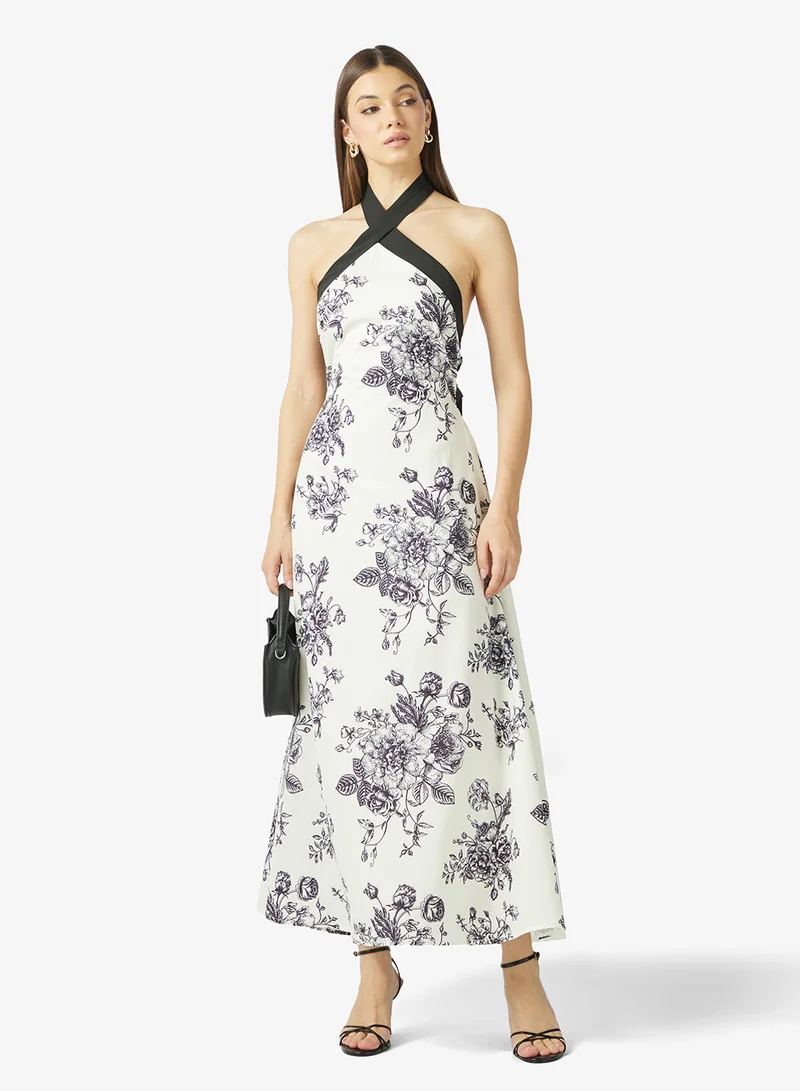 ELLA  Floral Print Halter Neck Dress for Women | Best Price UAE