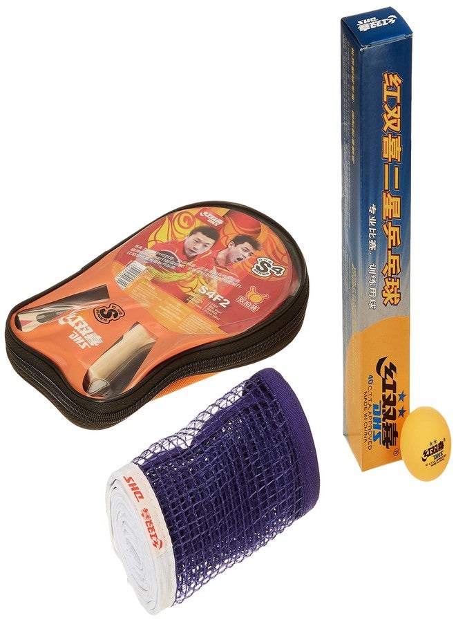 DHS TT BAT S-S4F2 DHS with TT Ball DHS 40MM 2 Star Orange (6 Pcs Box) (Black/Blue) TT NET409 - Image 1