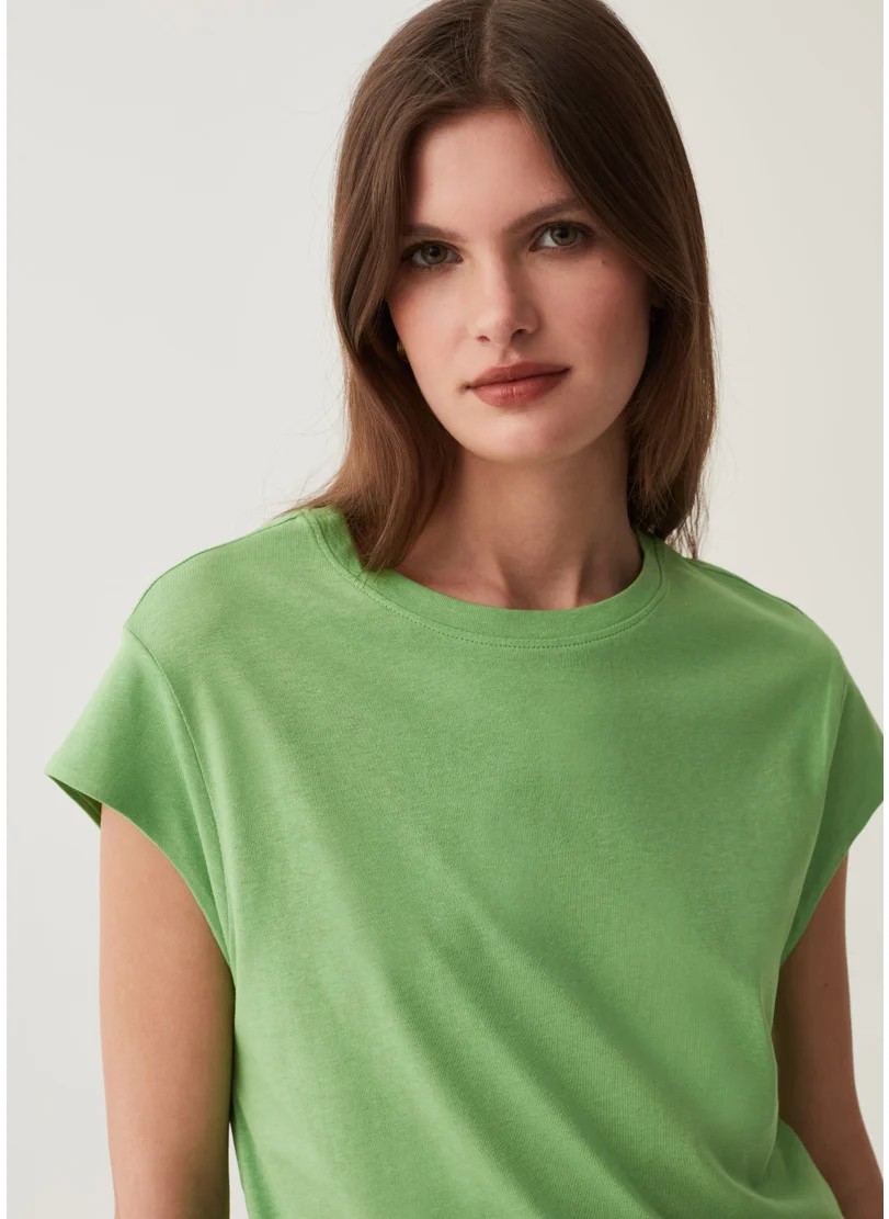 او في اس Cotton T-Shirt With Kimono Sleeves