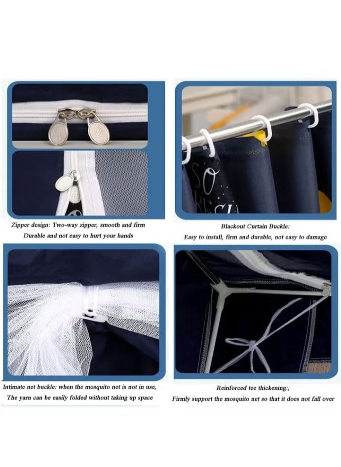 XiuWoo 90*190*110cm Bed Canopy Tents Curtain Blackout Curtain Single Bed Tent Curtain Student Shading Cloth Bed Canopy Mosquito Net Student Sleep Privacy Protection Lemon  - Image 4