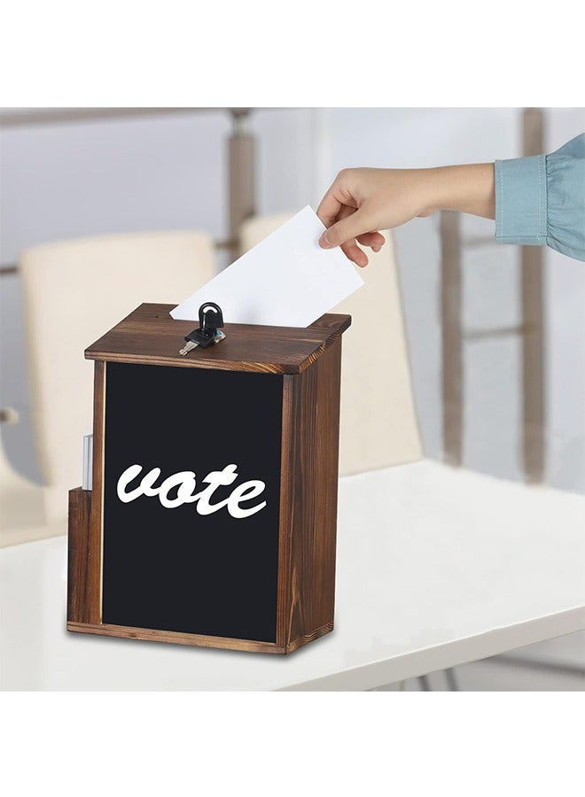 Wooden Suggestion Box with Lock Wall Mount Tip box Small Donation Box with Chalkboard Surface Outdoor Mail Box Raffle Box Ballot Box Feedback Box for Office and Charity - Image 4