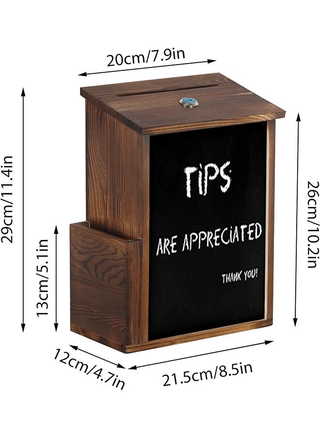 Wooden Suggestion Box with Lock Wall Mount Tip box Small Donation Box with Chalkboard Surface Outdoor Mail Box Raffle Box Ballot Box Feedback Box for Office and Charity - Image 5