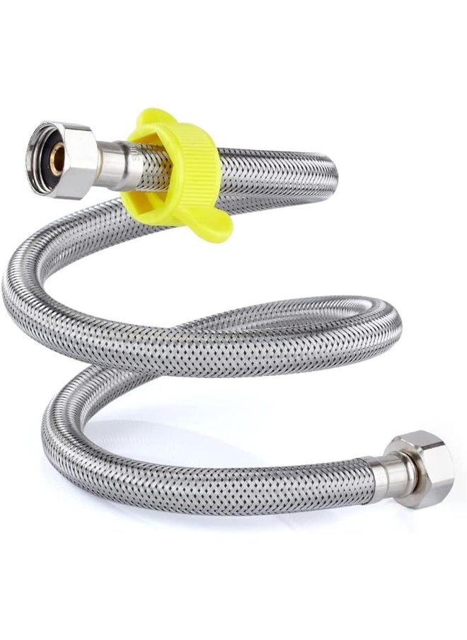 Rubik 1 Meter Braided Hose, 1/2Inch Connector Anti-Explosion Flexible Stainless Steel Hot Cold Water Plumbing Pipe For Kitchen Faucet Sink Basin Bathroom Shattaf Toilet Taps Heaters  - Image 1