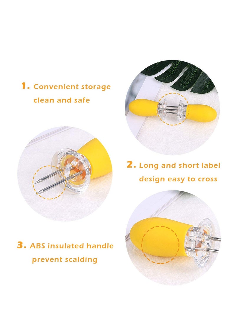 12pcs Corn Cob Skewers Stainless Steel Corn on The Cob Holders Skewers with Silicone Handle BBQ Grill Food Prongs Skewers Forks Party Yellow - Image 3