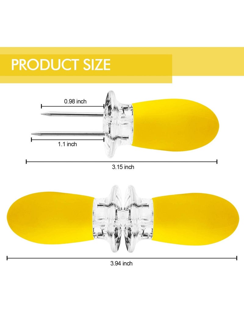 12pcs Corn Cob Skewers Stainless Steel Corn on The Cob Holders Skewers with Silicone Handle BBQ Grill Food Prongs Skewers Forks Party Yellow - Image 5