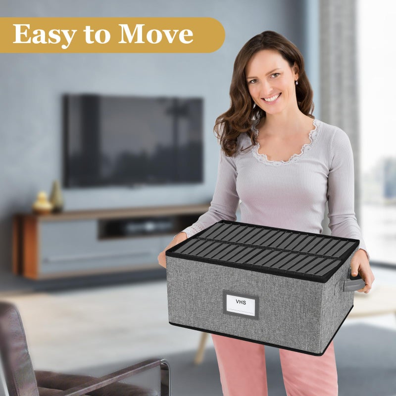 Lukeline VHS Storage Box with Lid, Large Capacity VHS Storage Case Holds 50 Tapes, Stackable VHS Holder Storage Containers for Living Room, Bedroom, Study Room (1 Pack) - Image 4