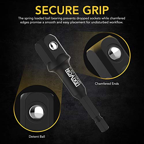 LEXIVON [2-Pack] Impact Grade Socket Adapter Set, 3" Extension Bit With Holder | 3-Piece 1/4", 3/8", and 1/2" Drive, Adapt Your Power Drill To High Torque Impact Wrench (LX-101X2) - Image 3