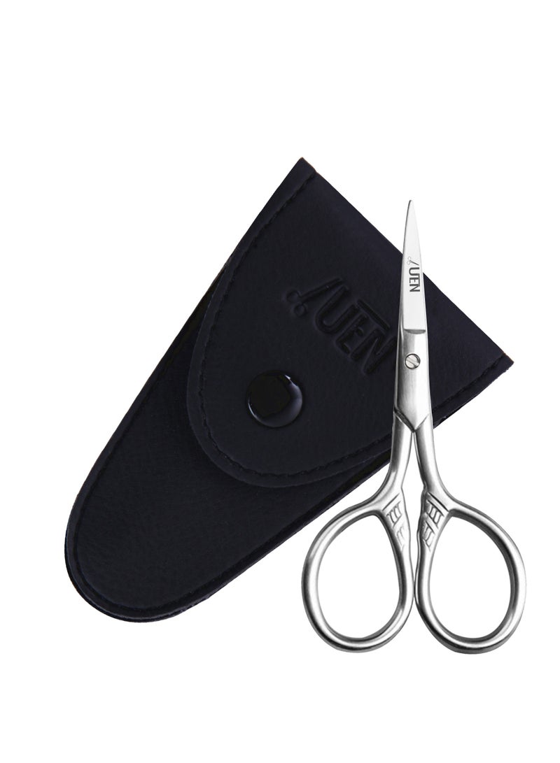 UEN Small Precision Scissors 3.5 Inches Multipurpose, Stainless Steel - Facial Hair Grooming, Craft & Art- Beard, Moustache, Pubic, Nose, Ear, Eyebrow, Eyelash Trimming - With Pouch - Image 1
