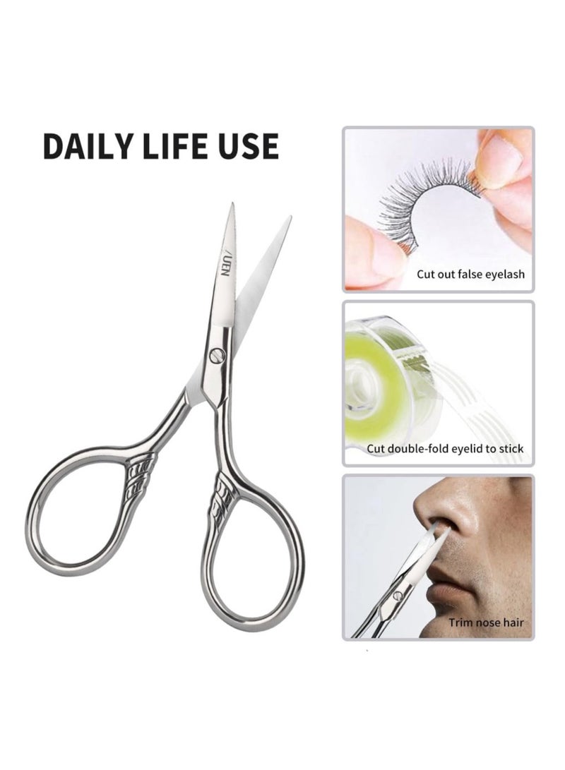 UEN Small Precision Scissors 3.5 Inches Multipurpose, Stainless Steel - Facial Hair Grooming, Craft & Art- Beard, Moustache, Pubic, Nose, Ear, Eyebrow, Eyelash Trimming - With Pouch - Image 4