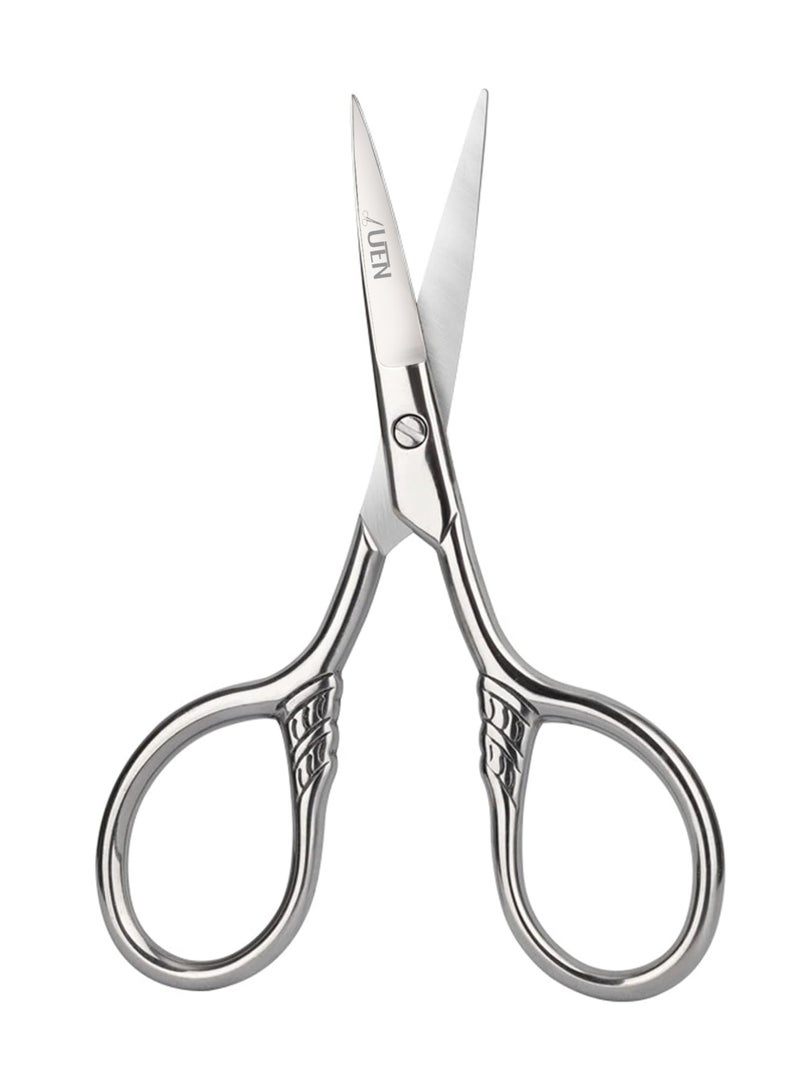 UEN Small Precision Scissors 3.5 Inches Multipurpose, Stainless Steel - Facial Hair Grooming, Craft & Art- Beard, Moustache, Pubic, Nose, Ear, Eyebrow, Eyelash Trimming - With Pouch - Image 3