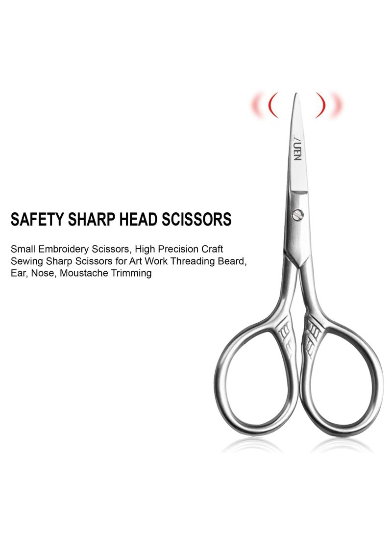 UEN Small Precision Scissors 3.5 Inches Multipurpose, Stainless Steel - Facial Hair Grooming, Craft & Art- Beard, Moustache, Pubic, Nose, Ear, Eyebrow, Eyelash Trimming - With Pouch - Image 5