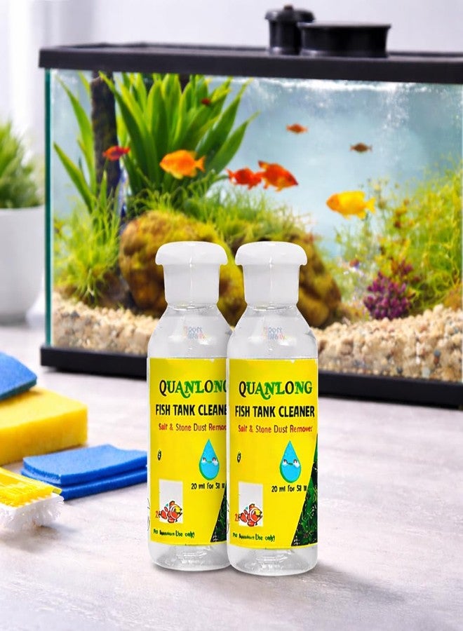 VAYINATO® Quanlong (Pack of 2 * 100ml) Fish Tank Cleaner | Salt & Stone Dust Remover for Aquarium Glass | Hard Water & White Stain Cleaner | Aquarium Use Only | Easy Apply-Rub-Wash Formula - Image 1