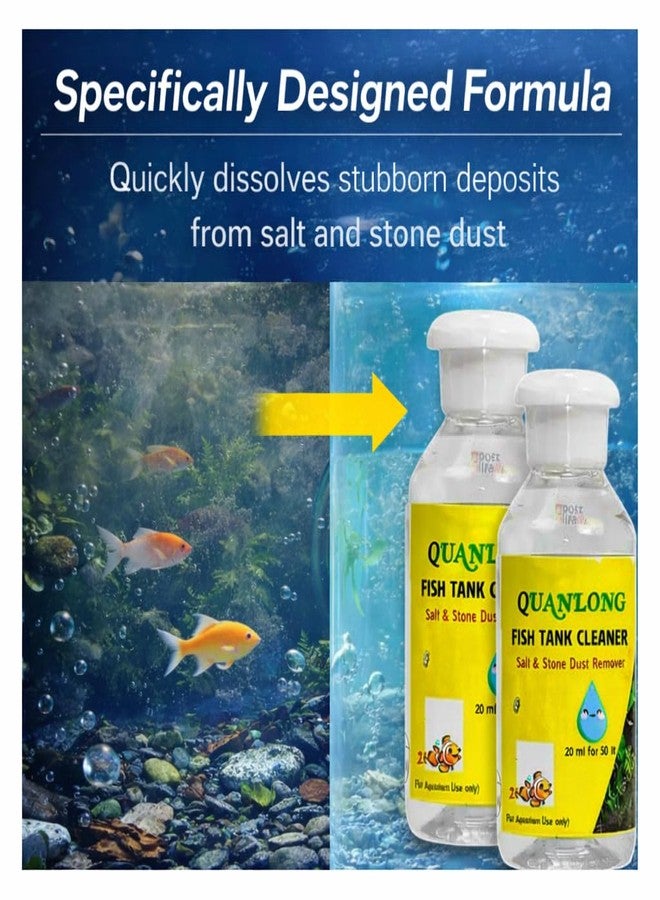 VAYINATO® Quanlong (Pack of 2 * 100ml) Fish Tank Cleaner | Salt & Stone Dust Remover for Aquarium Glass | Hard Water & White Stain Cleaner | Aquarium Use Only | Easy Apply-Rub-Wash Formula - Image 3