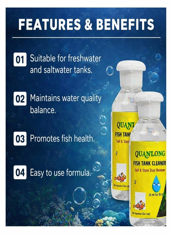 VAYINATO® Quanlong (Pack of 2 * 100ml) Fish Tank Cleaner | Salt & Stone Dust Remover for Aquarium Glass | Hard Water & White Stain Cleaner | Aquarium Use Only | Easy Apply-Rub-Wash Formula - Image 2